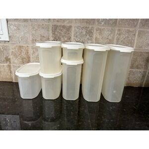 Tupperware Modular Mates Oval Food Container Storage #1, 2, 3, 4 White Set of 7
